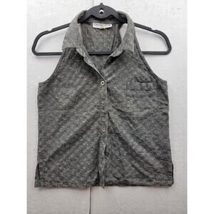 Claude Lema Women's Sleeveless Button Down Top, Size S